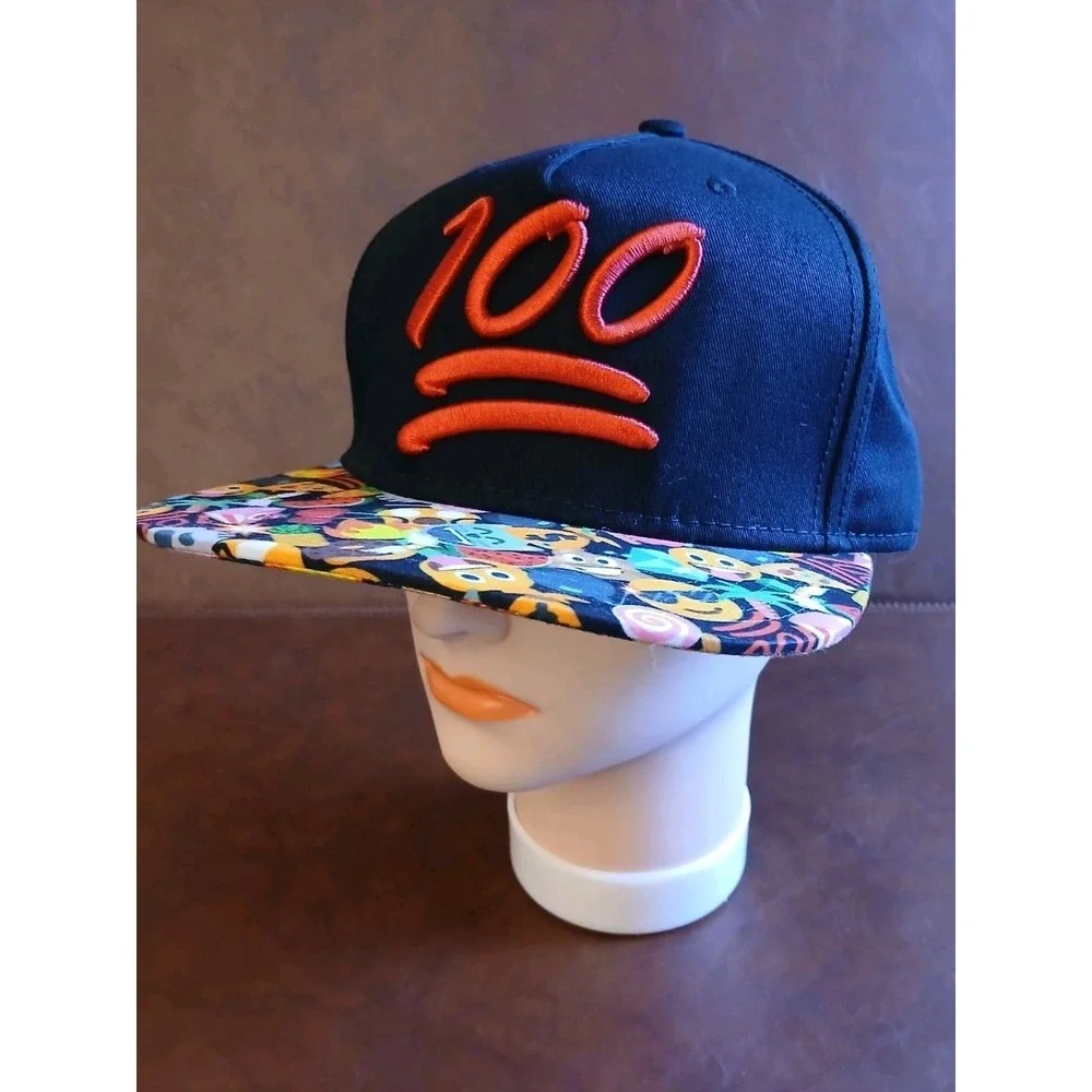 Emoji Flat Bill Snapback Adjustable‎ Black Hat Cap #1587